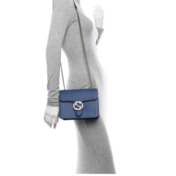 Blue Gucci Chain Strap / Crossbody or Shoulder leather Handbag - Picture 2 of 16